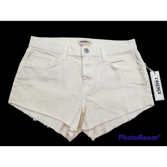 L'AGENCE Audrey Mid Rise Shorts Frayed Hem Women's Size 25 NWT Summer - Picture 3 of 9